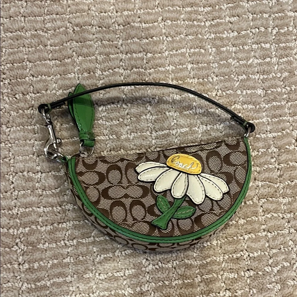 Coach Brown and Green Daisy Wristlet - Picture 1 of 1